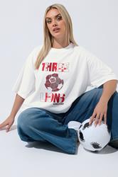 LIMITED COLLECTION Plus Size White 'Three Lions' England T-Shirt | Yours Clothing 1