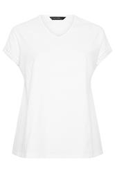 Evans T-shirt van wit katoen met gehaakte rand en V-hals