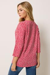 M&Co Red Floral Henley Top | M&Co 2