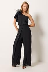 STAR Black Wide Leg Corsage Jumpsuit | StarByJM 1