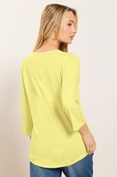 M&Co Yellow Cotton Henley Top | M&Co 2