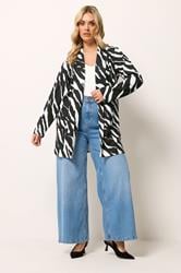 YOURS Plus Size Black Zebra Blazer | Yours Clothing 1