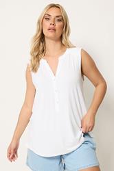 YOURS Plus Size White Notch Neck Vest Top | Yours Clothing 3