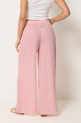 PixieGirl Petite Women's Pink Gingham Wide Leg Trousers | PixieGirl 2