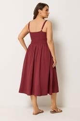 YOURS Plus Size Red Shirred Sundress | Yours Clothing 2