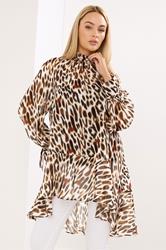 STAR Brown Animal Print Dipped Hem Tunic Top | StarByJM 1