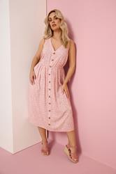 YOURS Plus Size Pink Ditsy Floral Sundress | Yours Clothing 1
