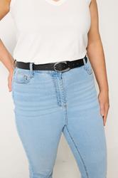 Black Faux Leather Oval Buckle Belt | Yours Clothing 1