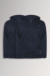 BadRhino Big & Tall 2 PACK Navy Blue Zip Through Hoodies | BadRhino 3