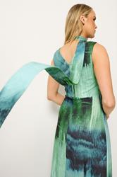 LTS Tall Women's  Teal Green Abstract Scarf Detail Maxi Dress | Long Tall Sally 4