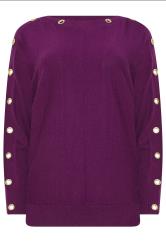 M&Co Berry Purple Batwing Eyelet Jumper