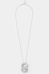 Silver Tone Long Double Circle Pendant Necklace | Yours Clothing 3