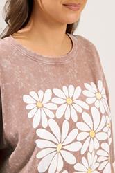 YOURS Plus Size Pink Acid Wash Boxy Daisy Print T-Shirt | Yours Clothing 4