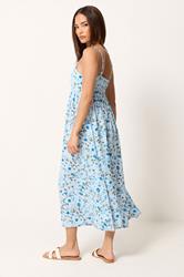 PixieGirl Petite Baby Blue Ditsy Floral Midi Dress | PixieGirl 2