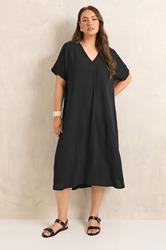 EVANS Plus Size Black Pleat Midi Dress | Evans 2