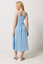 M&Co Light Blue Ditsy Floral Print Sleeveless Midi Dress | M&Co 2