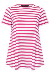 Yours Plus Size Pink Stripe Swing T-Shirt | Yours Clothing 5