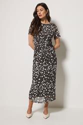 M&Co Brown Polka Dot Twist Front Mesh Maxi Dress | M&Co 2