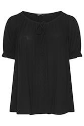 YOURS Curve Black Crochet Detail Top