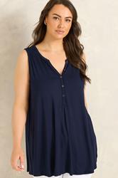 EVANS Plus Size Navy Blue Vest Top | Evans 3