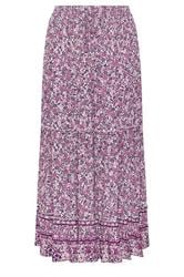 YOURS Curve Pink Ditsy Floral Tiered Skirt