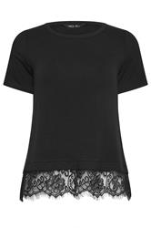 M&Co Petite Black Lace Hem T-Shirt