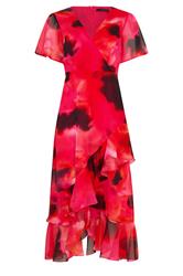STAR Red Blurred Floral Tiered Wrap Dress | StarByJM 5