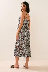 PixieGirl Rust Orange Floral Print Midi Dress | PixieGirl 4