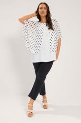 YOURS Plus Size White Polka Dot Double Layer Top | Yours Clothing 1