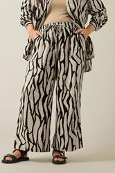 EVANS Plus Size Set Natural Brown Abstract Linen Shirt & Trouser | Evans 6
