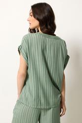 M&Co Set Sage Green Dobby Striped Top & Trousers | M&Co 4