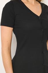 LTS Tall Women's Black Button T-Shirt | Long Tall Sally 4