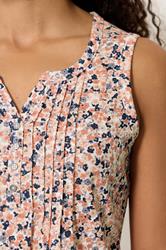 M&Co Orange Ditsy Floral Sleeveless Cotton Henley Top | M&Co 4