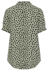 YOURS Plus Size Khaki Green Polka Dot Half Placket Shirt | Yours Clothing 6