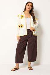 YOURS Curve Ivory White Sunflower Knitted Cardigan | Yours Clothing 1