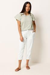 M&Co Petite White Linen Cropped Trousers | M&Co 1