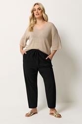 YOURS Plus Size Black  Cool Cotton Barrel Leg Trousers | Yours Clothing 3