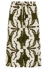 YOURS Plus Size White & Green Tile Print Wide Leg Culottes | Yours Clothing 5