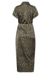 STAR Khaki Green Leopard Satin Maxi Dress | StarByJM 6