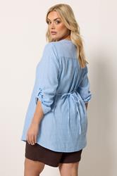 YOURS Plus Size Blue Stripe Pintuck Shirt | Yours Clothing 4