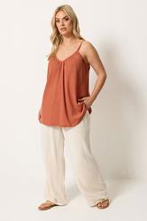 YOURS Plus Size Orange Crinkle Cami Vest Top | Yours Clothing 1