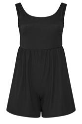 YOURS Curve Black Smock Textured Playsuit