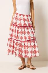 M&Co Ivory White Abstract Tile Print Maxi Skirt | M&Co 1