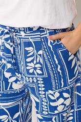 M&Co Blue Leaf Print Wide Leg Linen Culottes | M&Co 4
