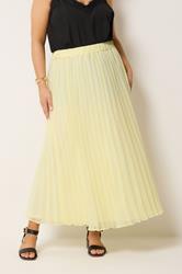 YOURS Plus Size Yellow Pleated Skirt | Yours Clothing 1