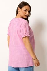 YOURS Plus Size Pink Gingham Blouse | Yours Clothing 2