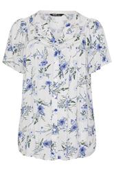 YOURS Curve White Floral Notch Neck Blouse