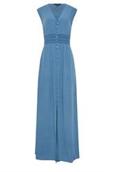 LTS Tall Mid Blue Shirred Waist Maxi Dress