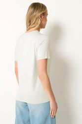 LTS Tall Women's Ivory White Short Sleeve Knit Jumper | Long Tall Sally 2