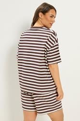 YOURS Plus Size Brown Stripe T-Shirt & Shorts Co-ord | Yours Clothing 4